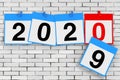 New 2020 Year Start Concept. Calendar Sheets with 2020 New Year Sign. 3d Rendering Royalty Free Stock Photo